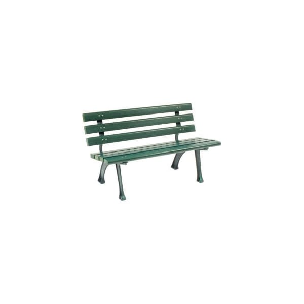 Global Equipment 4' Plastic Park Bench With Backrest, Green 240125 - main